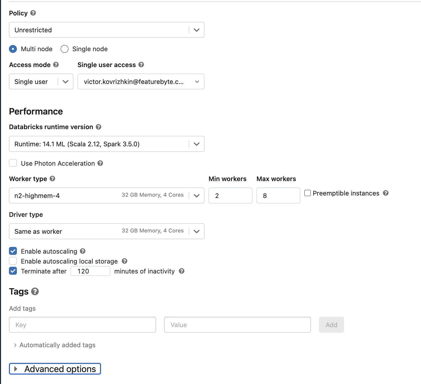 DataBricks ML Cluster