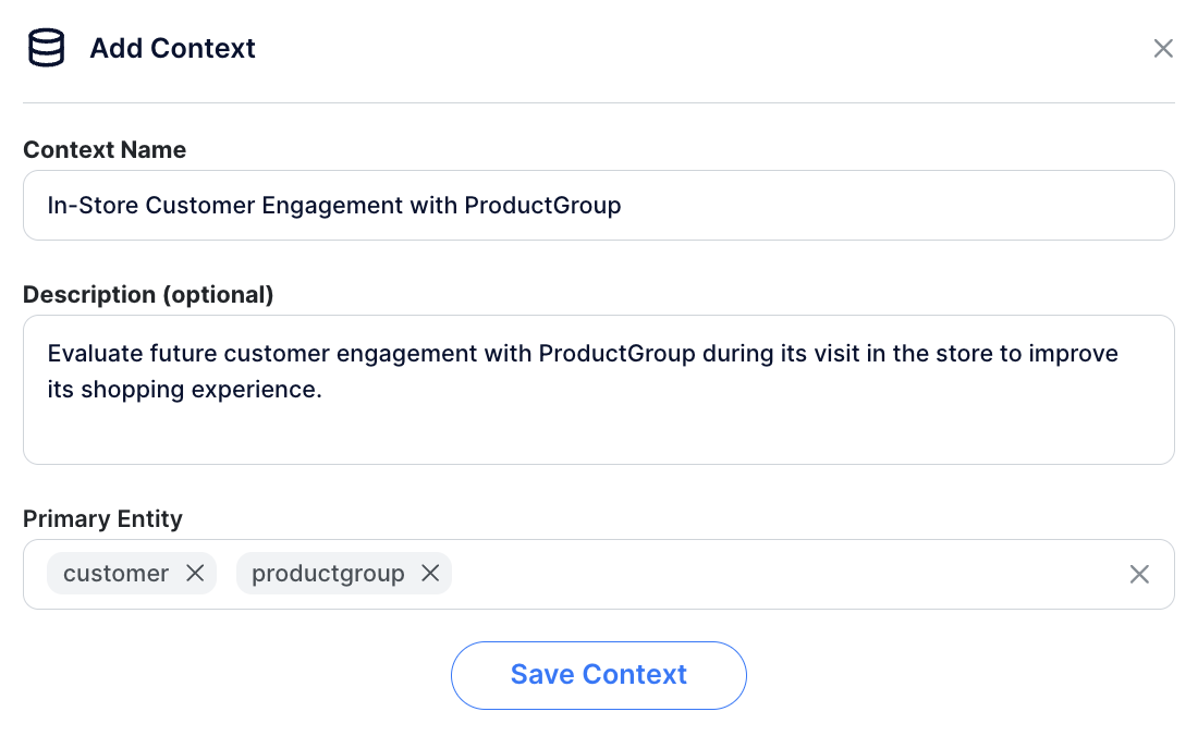 Create Customer x Product Group Context