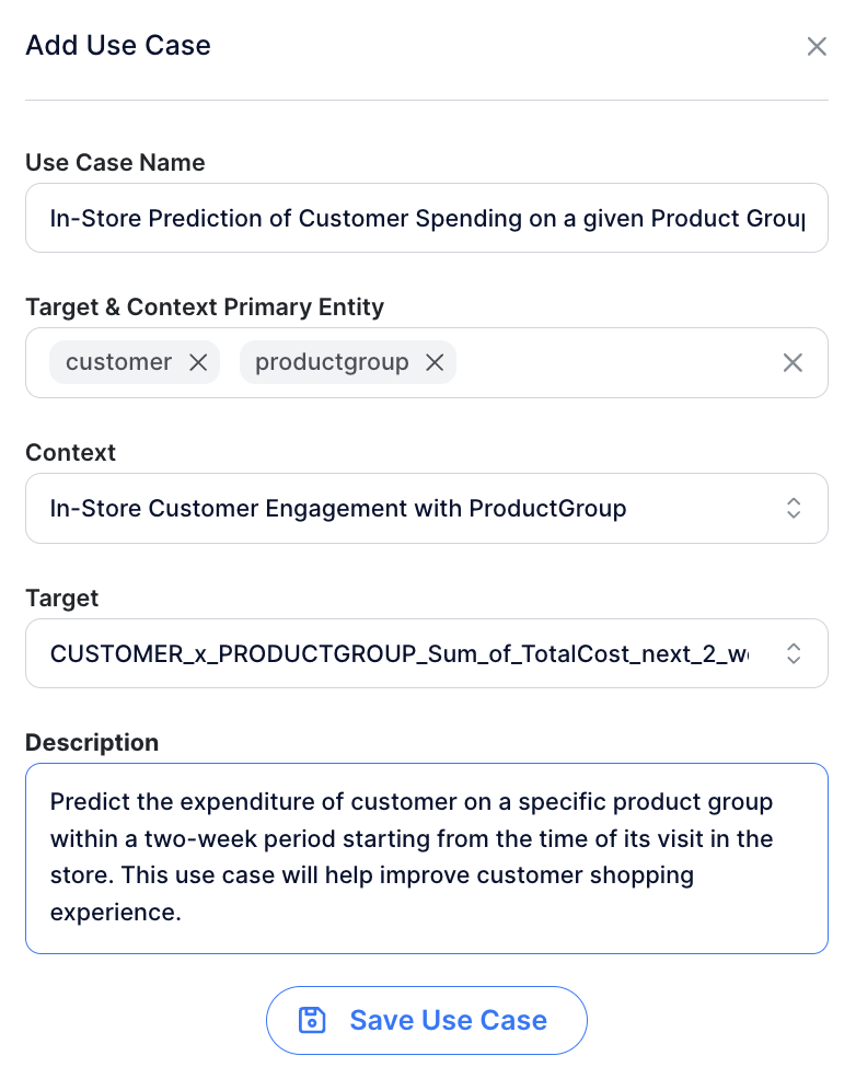 Create Customer x Product Group Use Case