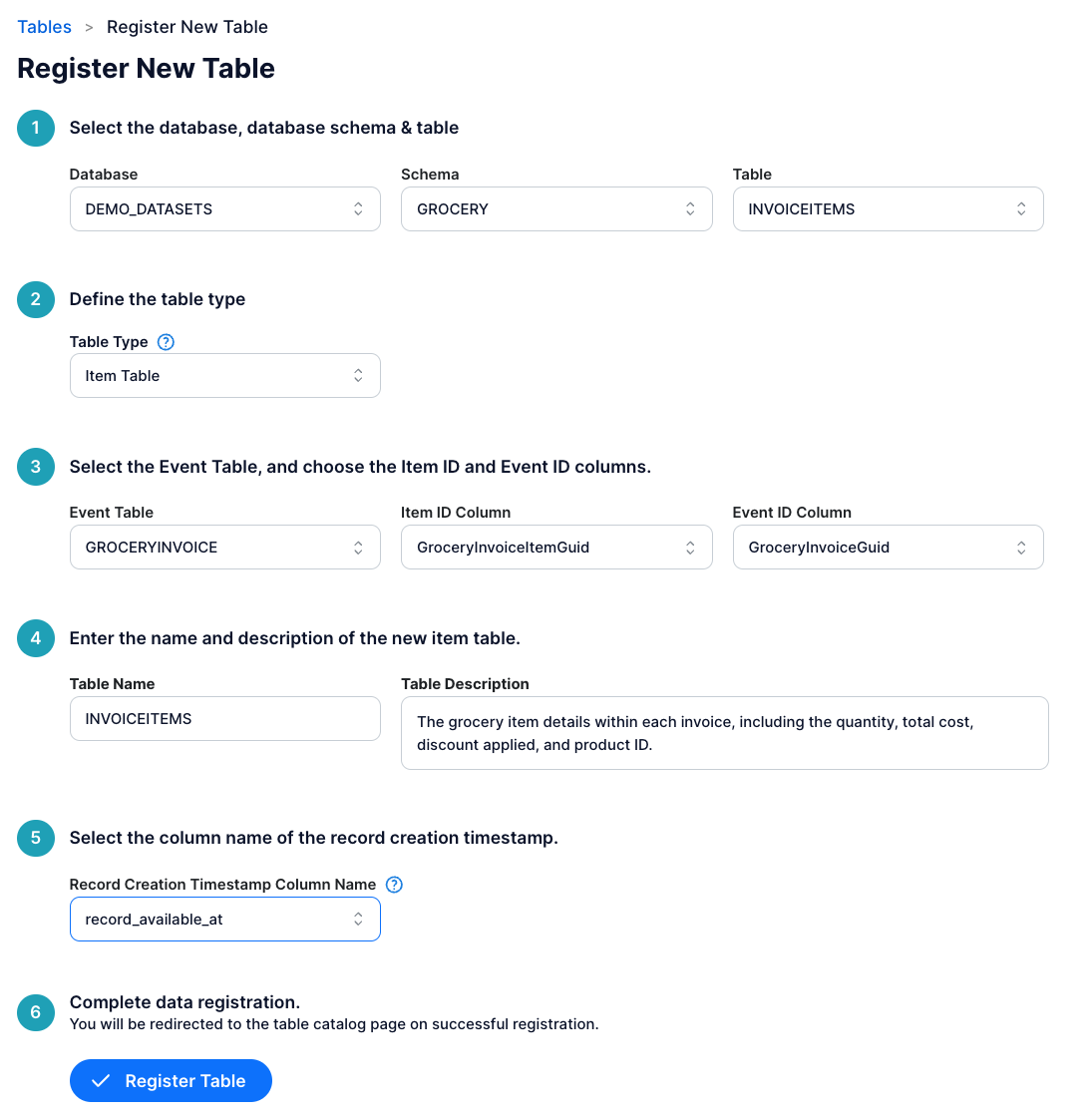 Register Tables