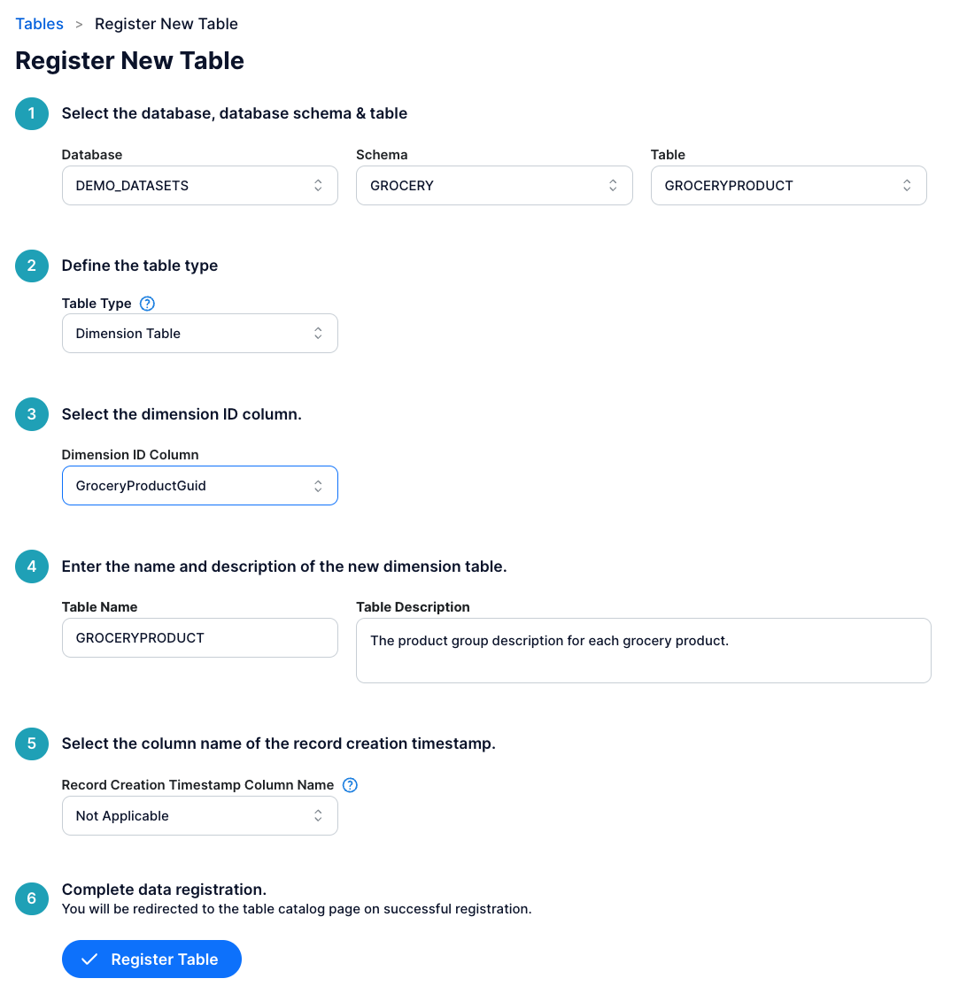 Register Tables