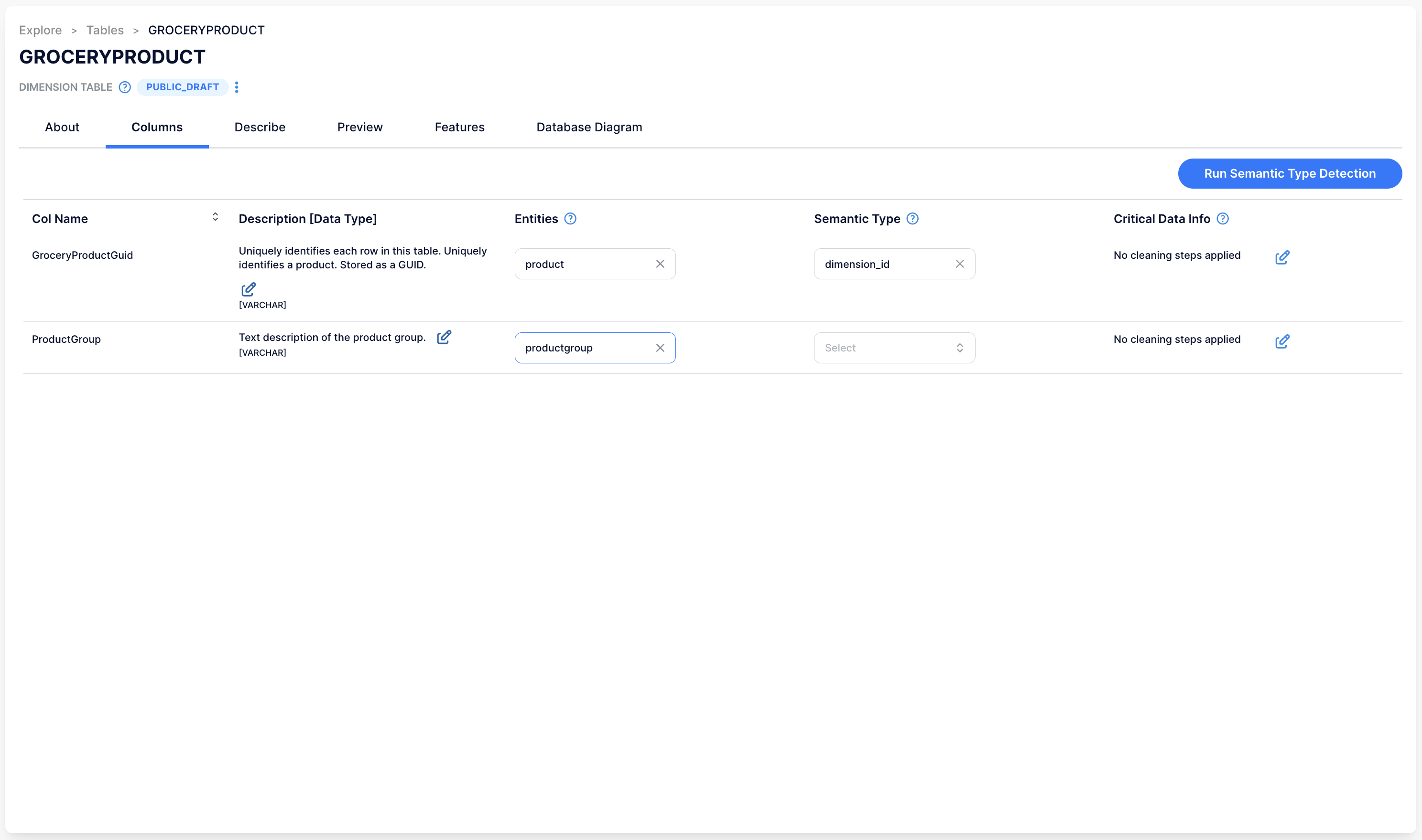 Register Entities In Table