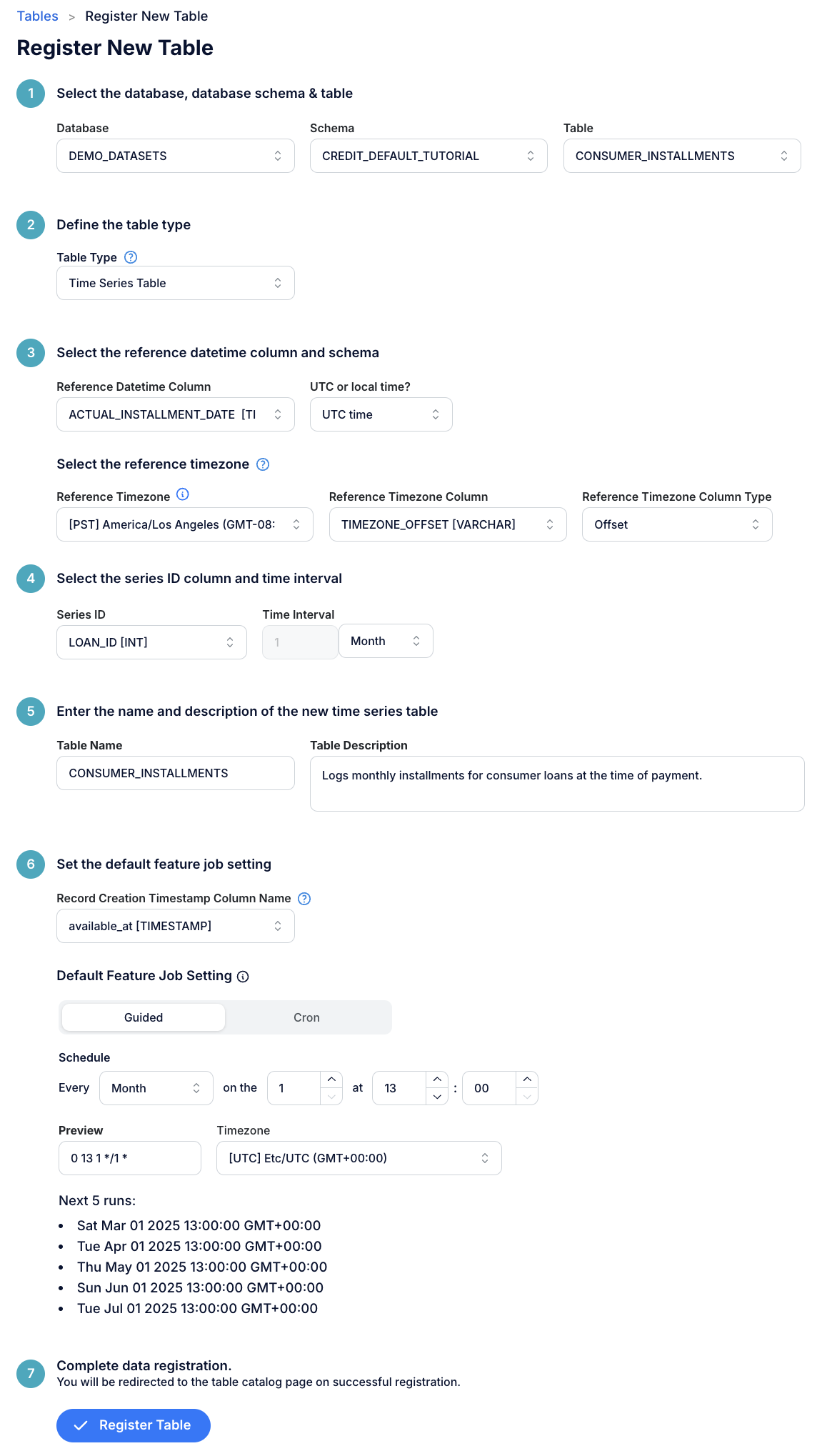 Register Tables