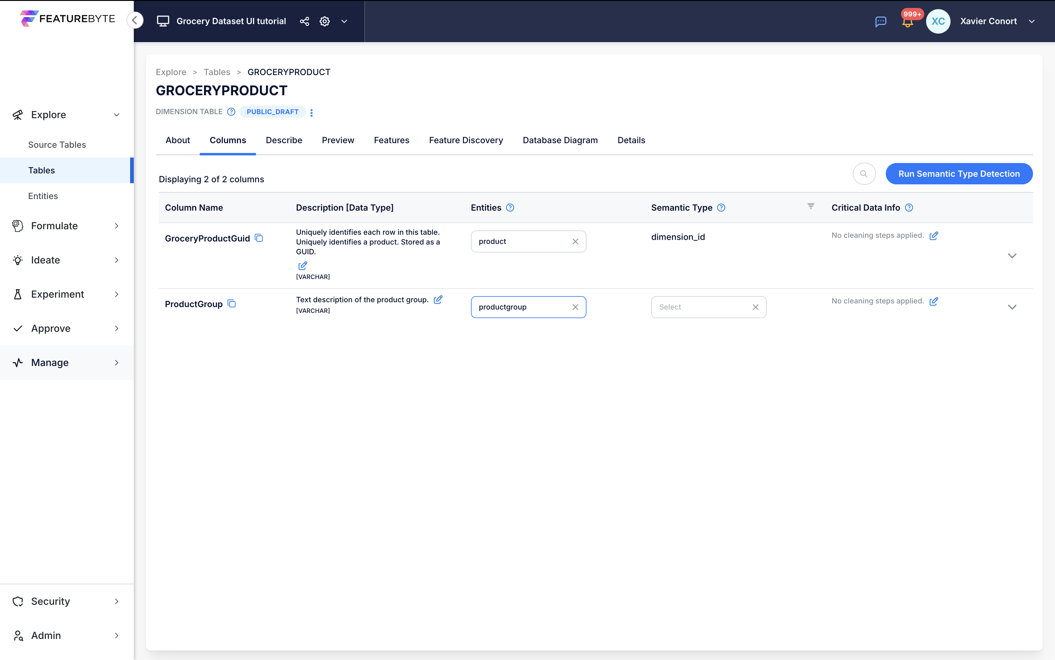 Register Entities In Table