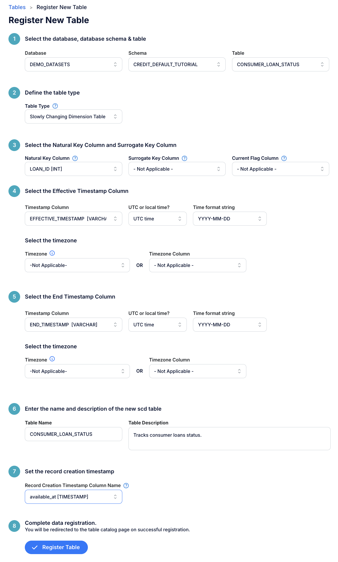 Register CONSUMER_LOAN_STATUS