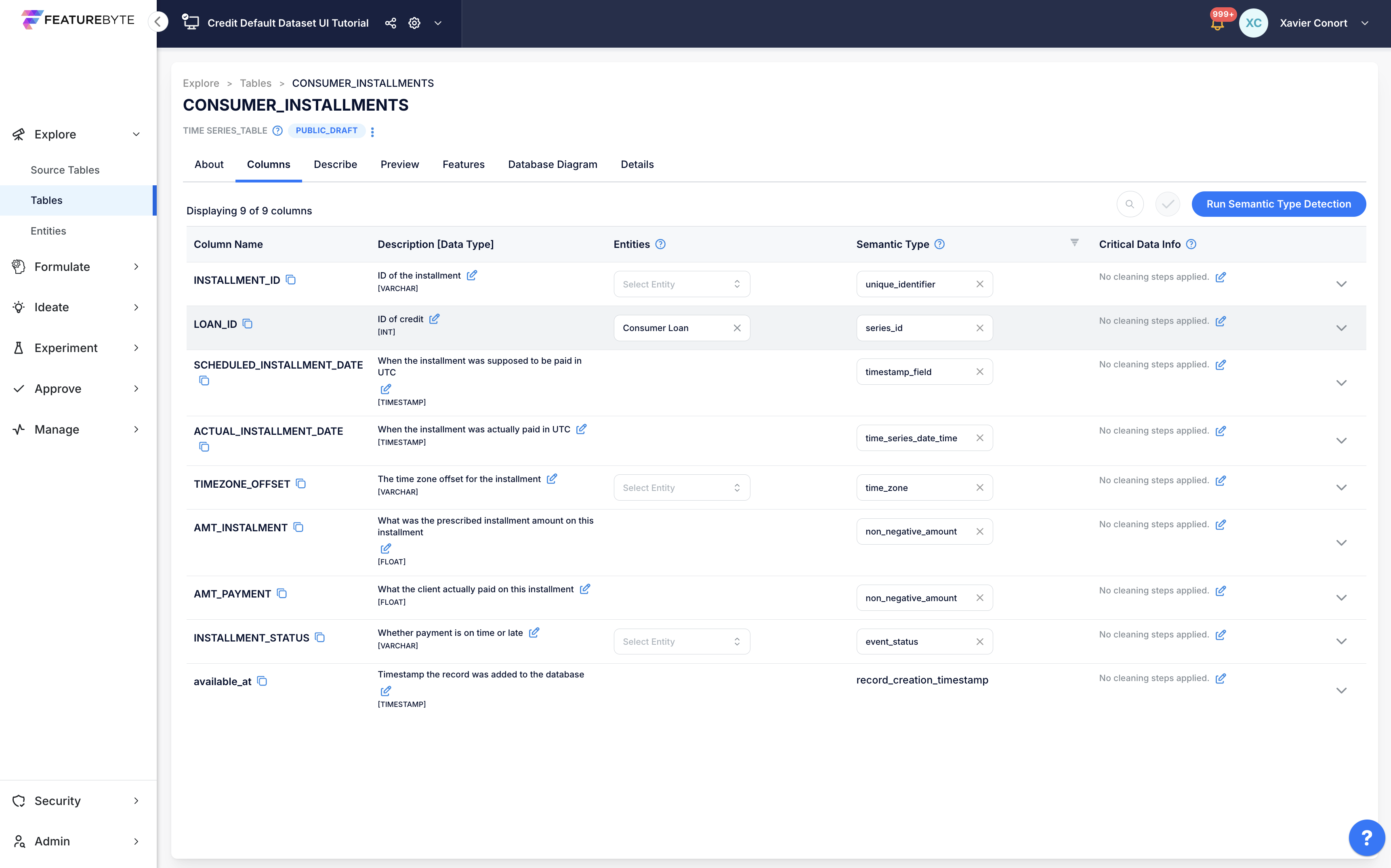 Register Entities In Table