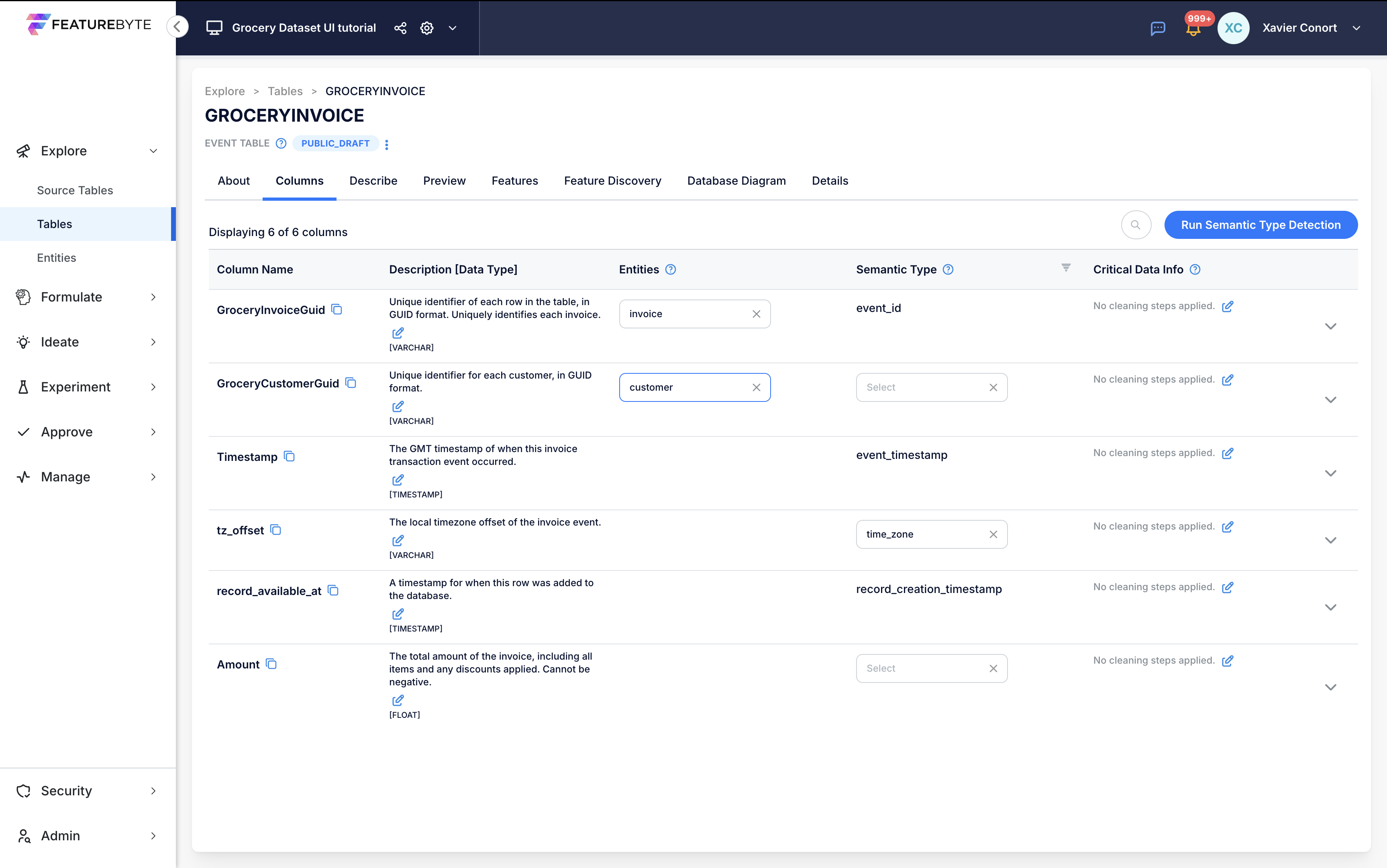 Register Entities In Table