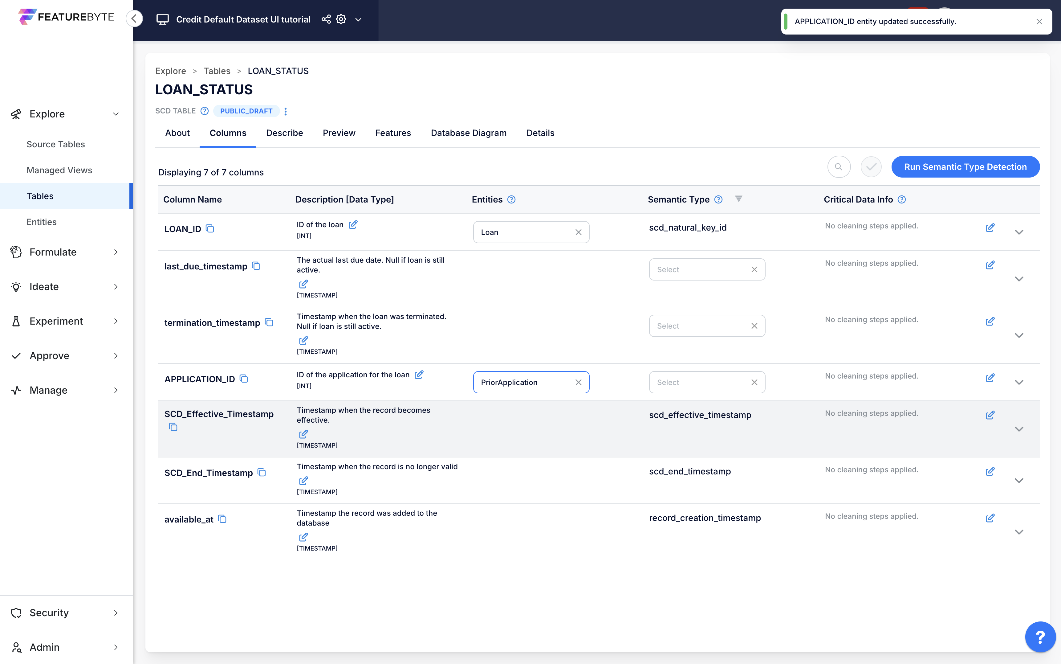Register Entities In Table