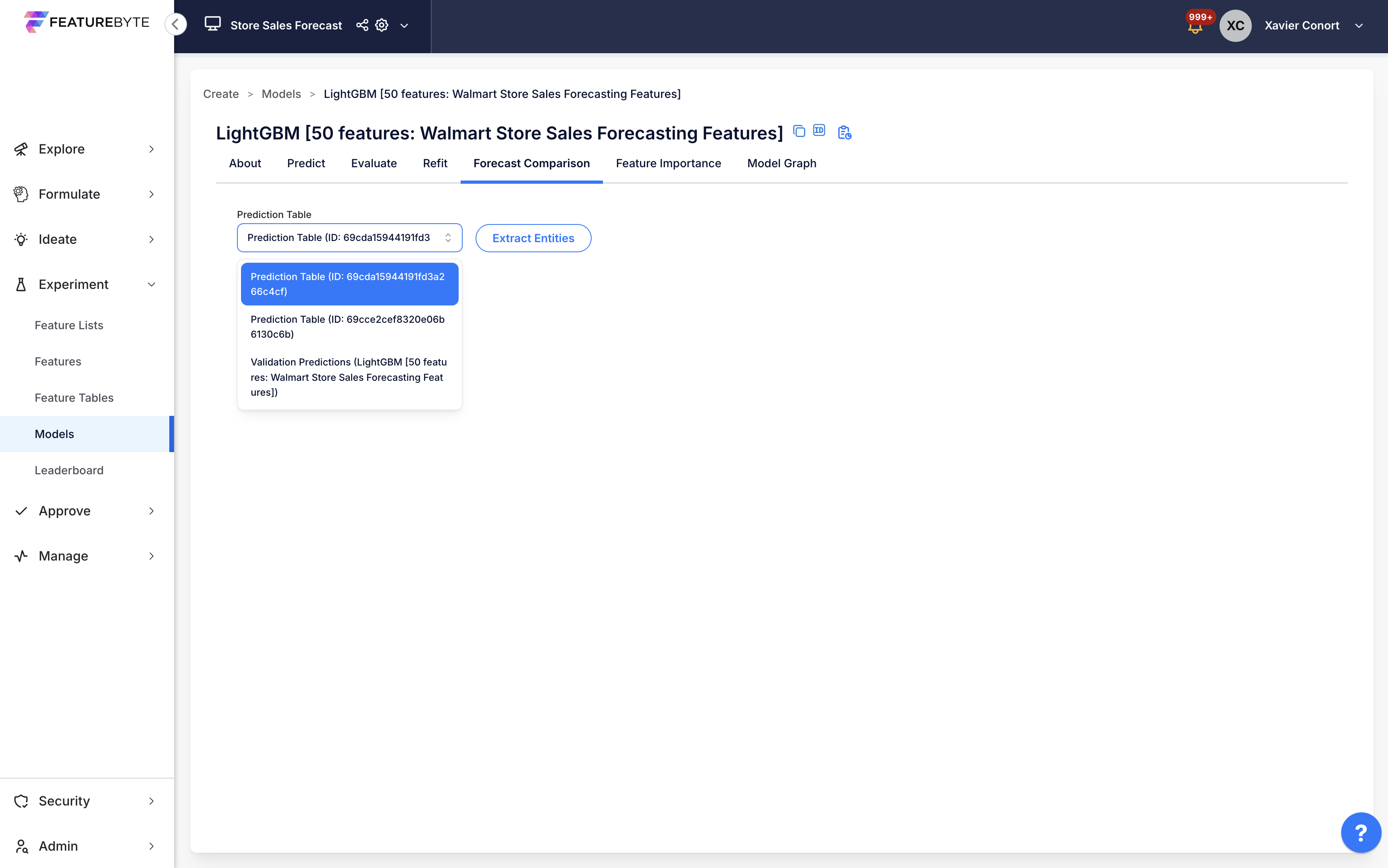 Select Prediction Table