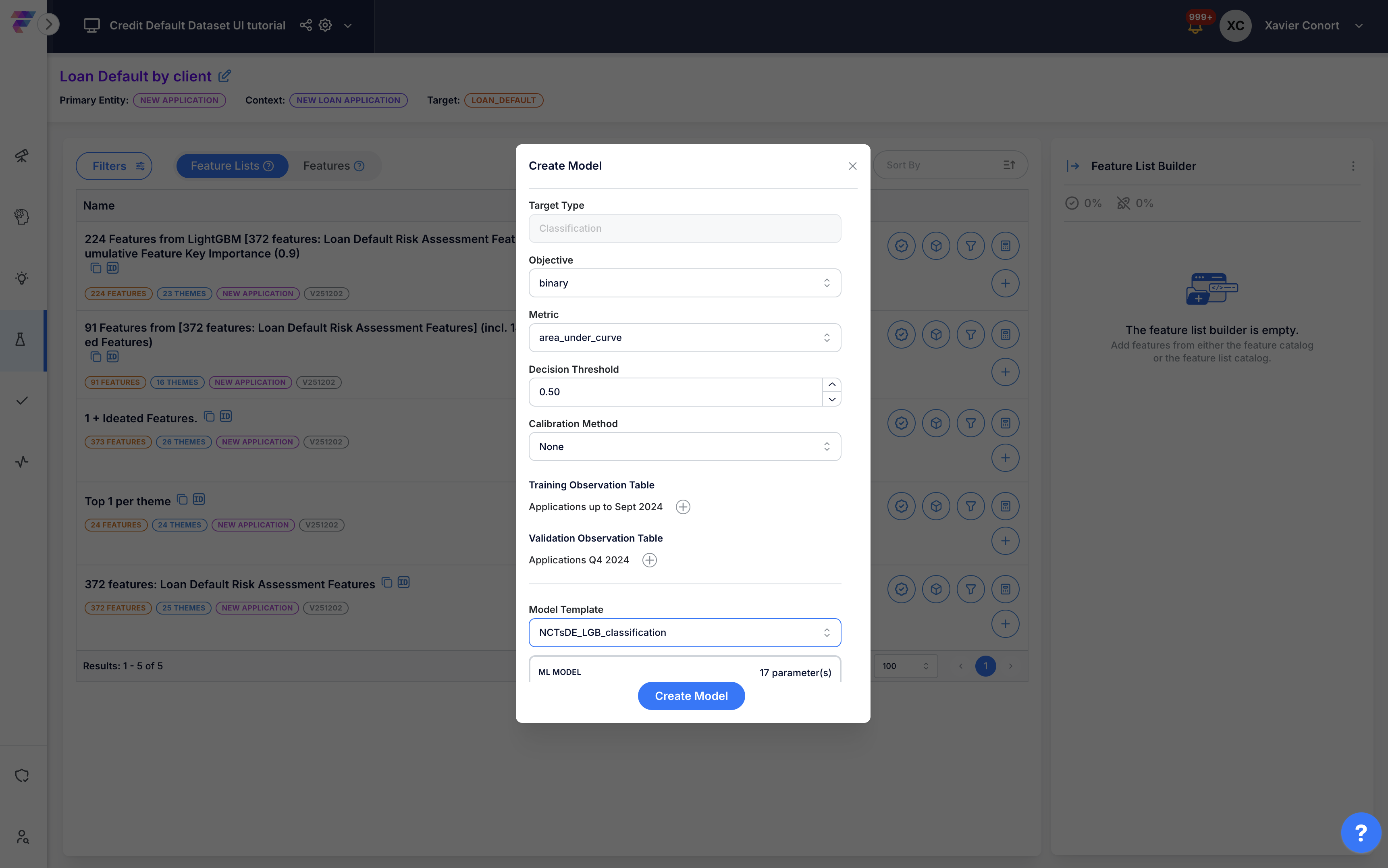 Configure model